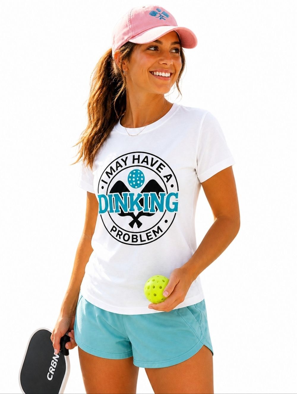 Handmade Pickleball Shirt & Pink Hat Set Women’s Medium Graphic Tee New